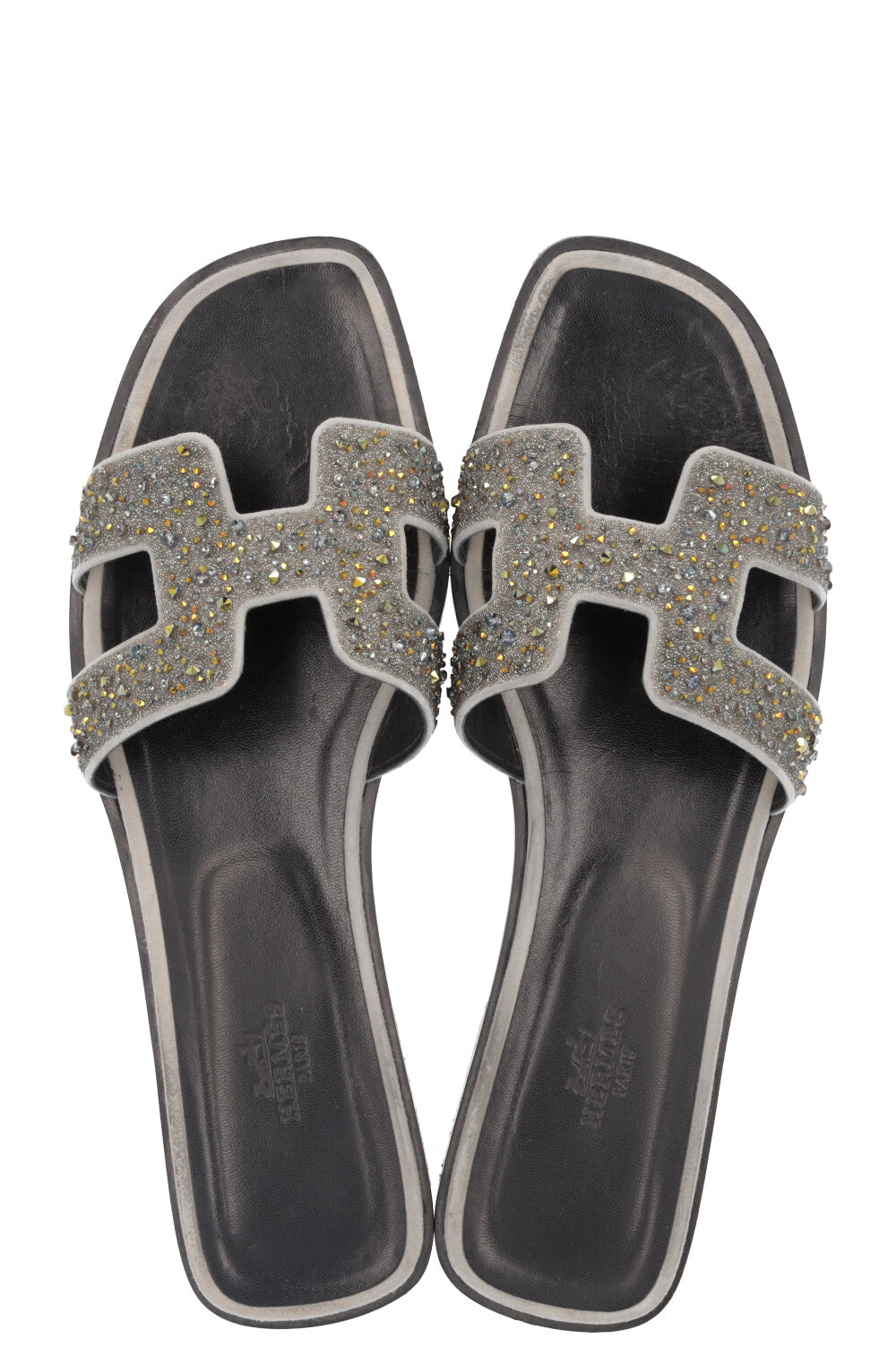 HERMÈS Oran Flats Crystal Grey Black