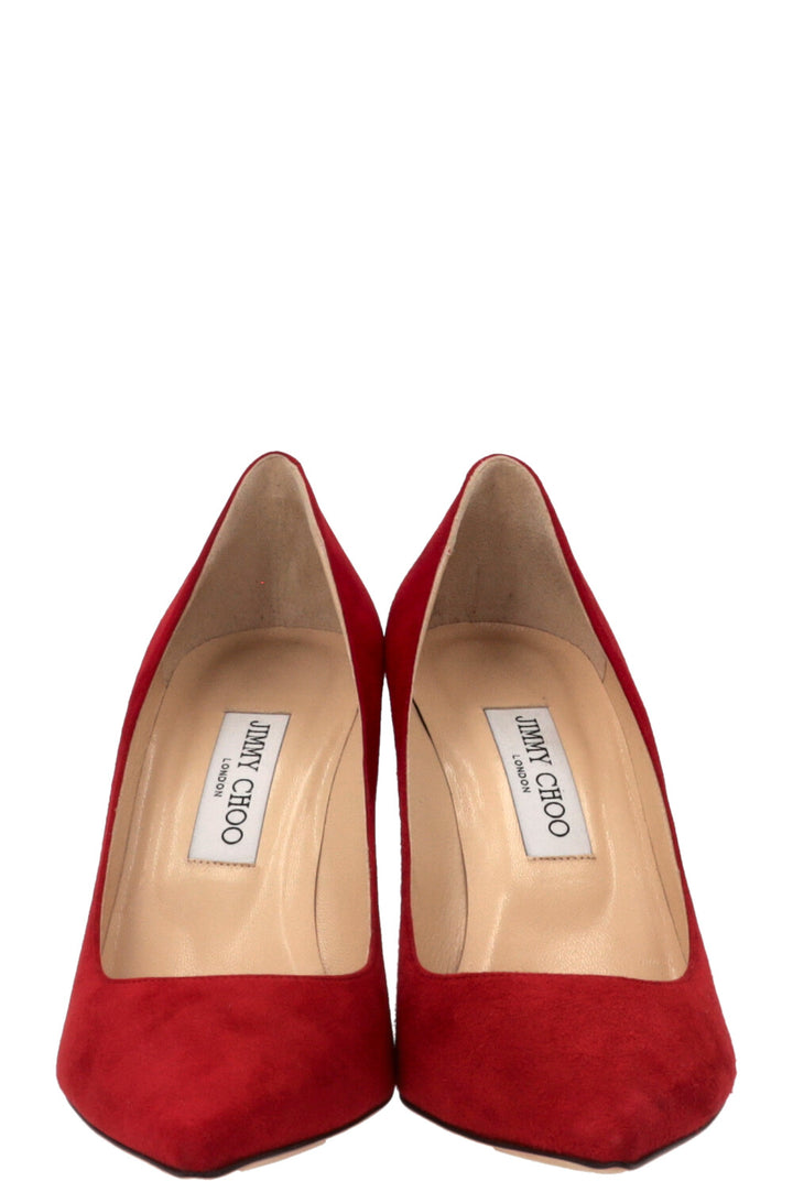 JIMMY CHOO Agnes Escarpins Daim Rouge