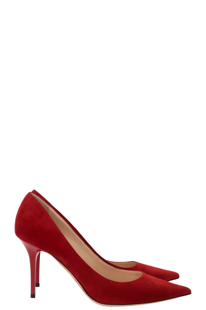 JIMMY CHOO Agnes Escarpins Daim Rouge