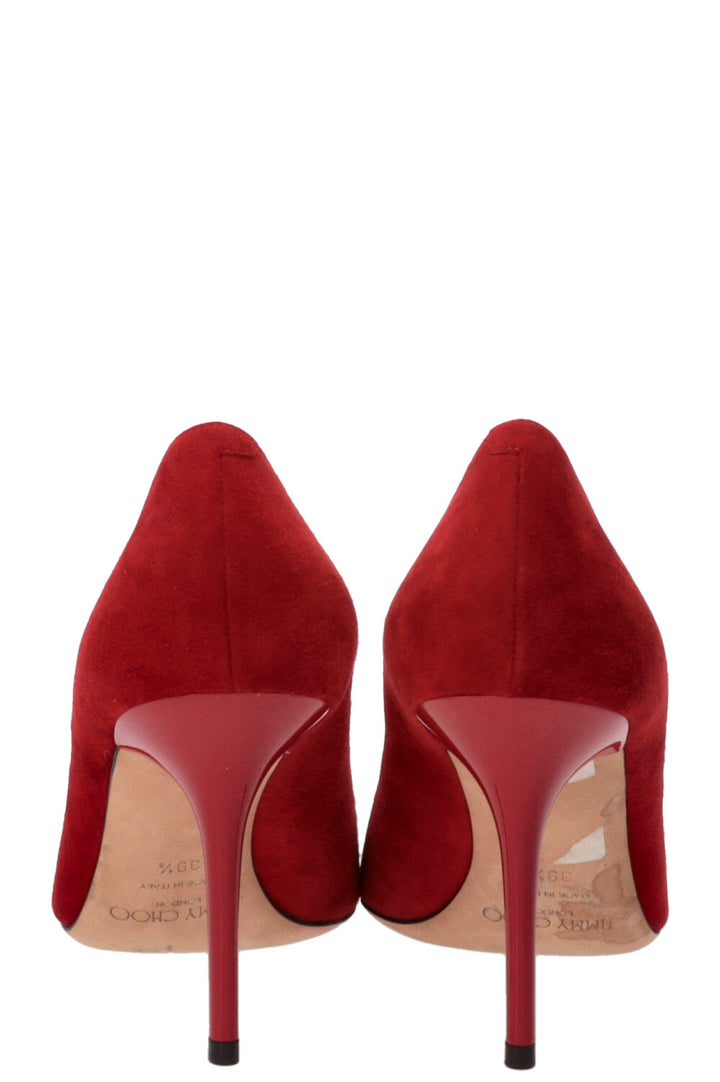 JIMMY CHOO Agnes Escarpins Daim Rouge