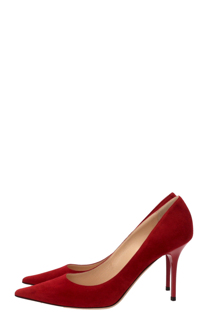 JIMMY CHOO Agnes Escarpins Daim Rouge