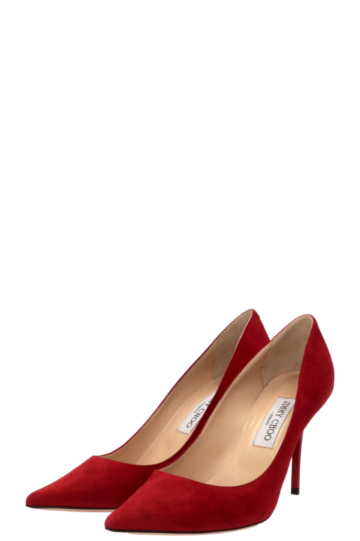 JIMMY CHOO Agnes Escarpins Daim Rouge
