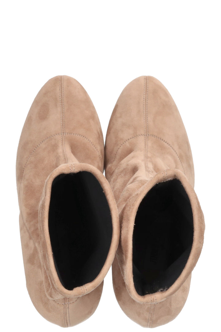 JIMMY CHOO Crystal Heel Sock Boots Suede Beige