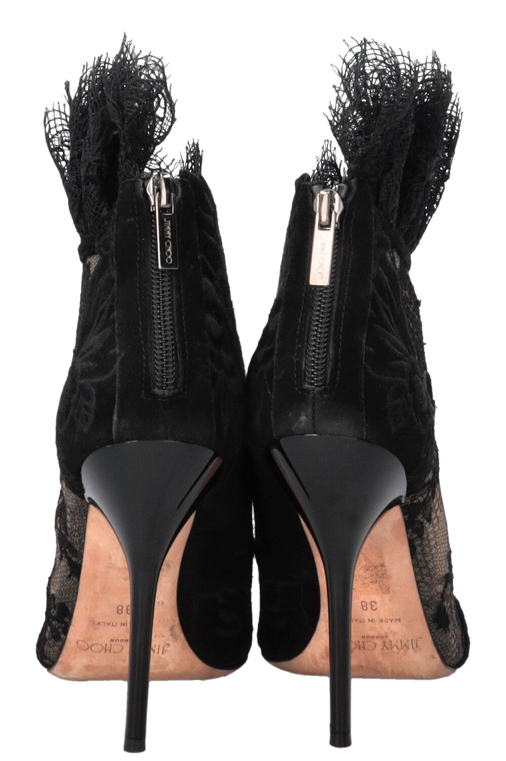 JIMMY CHOO Floral Embroidered Kamaris Ankle Boots Lace Suede Black
