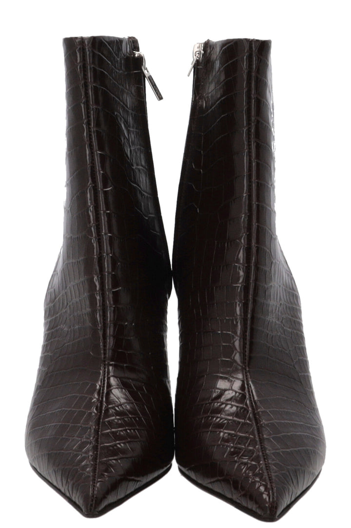 JIMMY CHOO Frankie 85 Ankle Boots Croco Embossed Brown