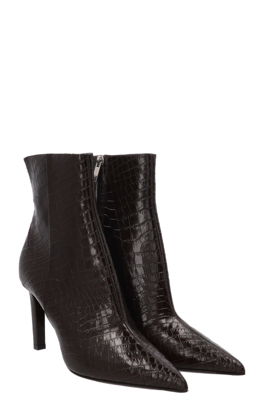JIMMY CHOO Frankie 85 Ankle Boots Croco Embossed Brown