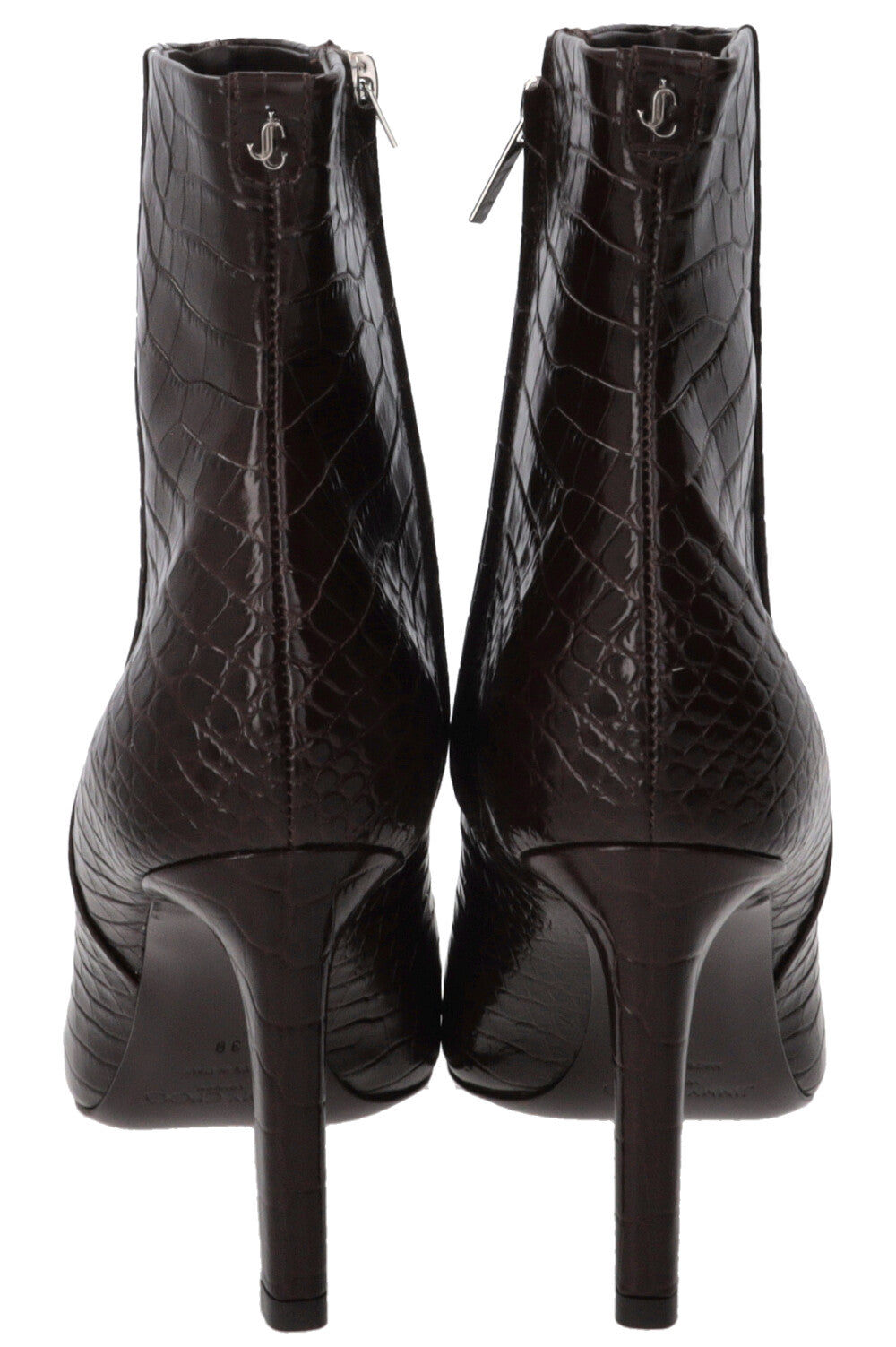 JIMMY CHOO Frankie 85 Ankle Boots Croco Embossed Brown