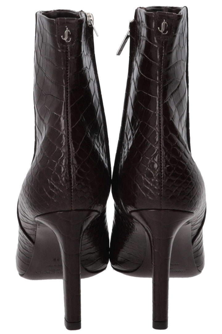 JIMMY CHOO Frankie 85 Ankle Boots Croco Embossed Brown