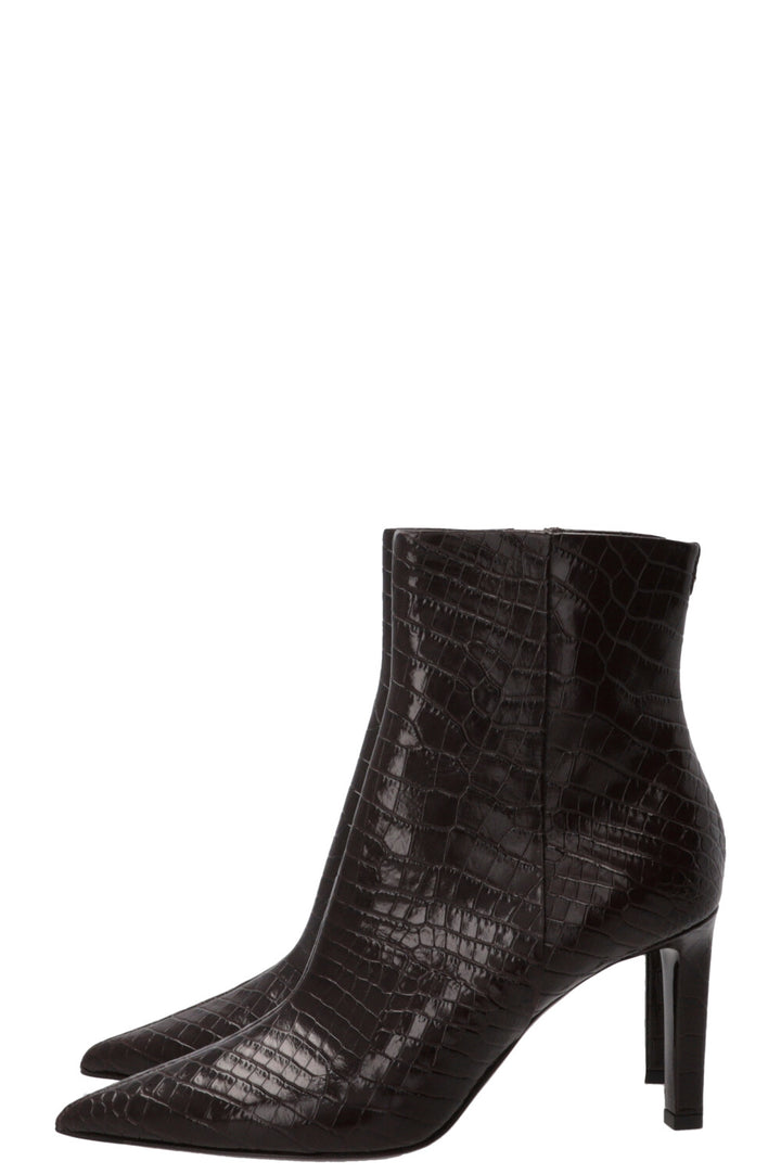 JIMMY CHOO Frankie 85 Ankle Boots Croco Embossed Brown