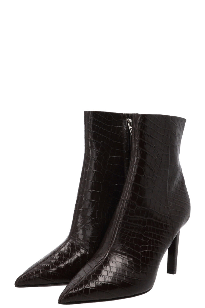 JIMMY CHOO Frankie 85 Ankle Boots Croco Embossed Brown