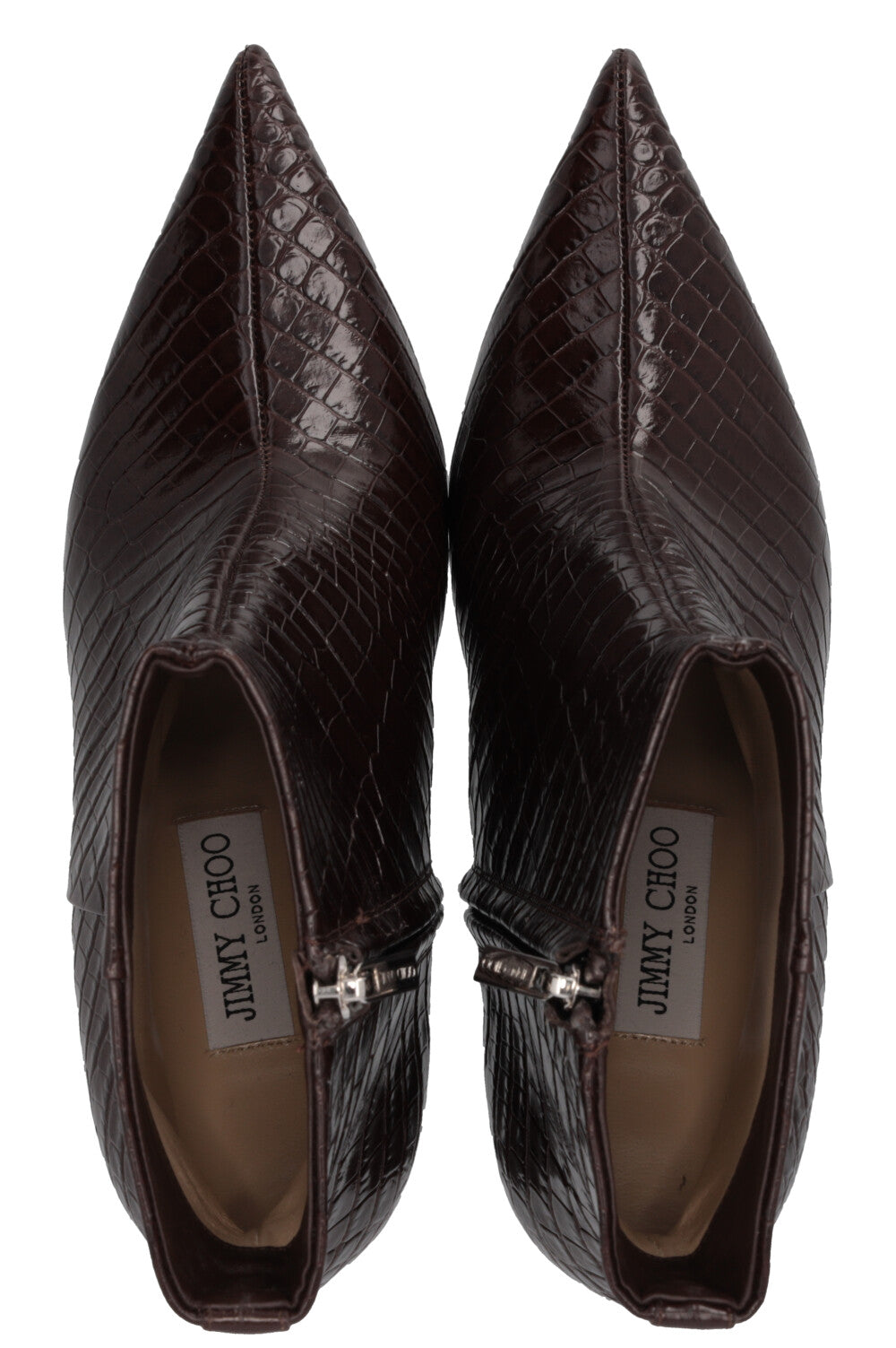 JIMMY CHOO Frankie 85 Ankle Boots Croco Embossed Brown