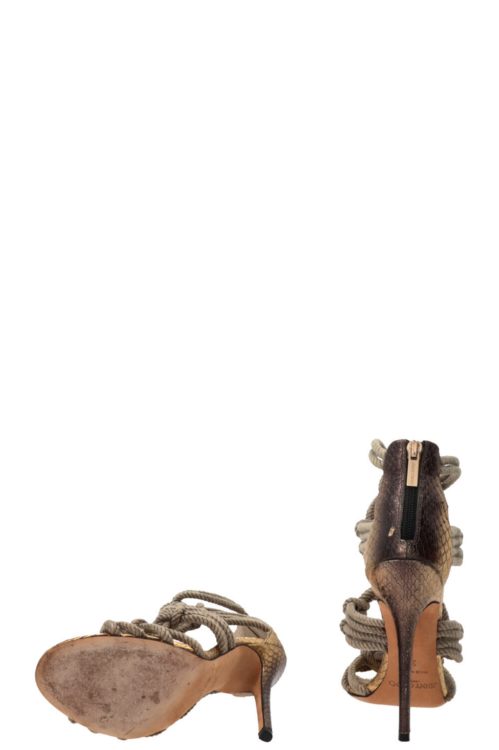 JIMMY CHOO Kalmar Braided 120 Rope Sandals Gold