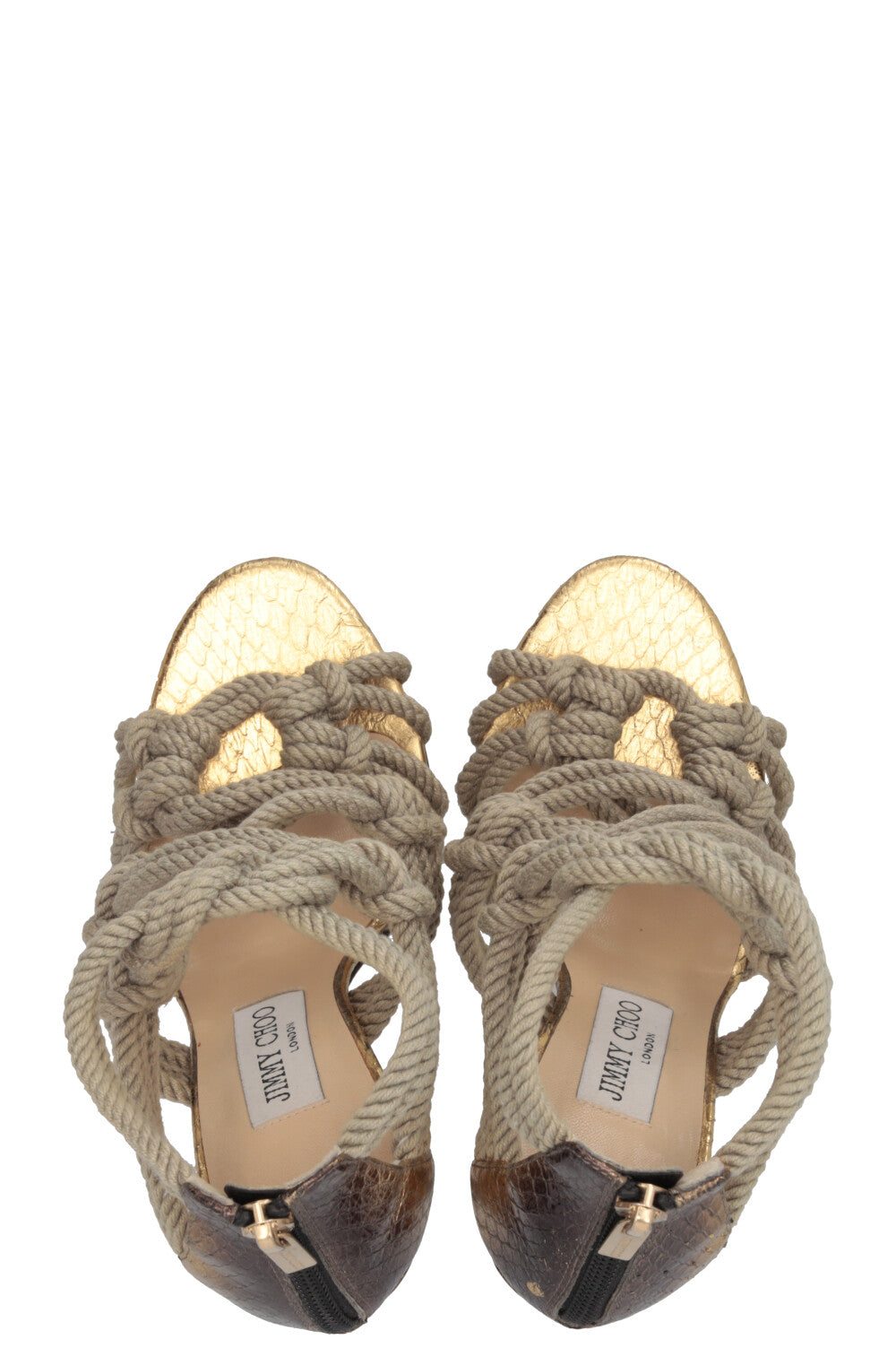 JIMMY CHOO Kalmar Braided 120 Rope Sandals Gold