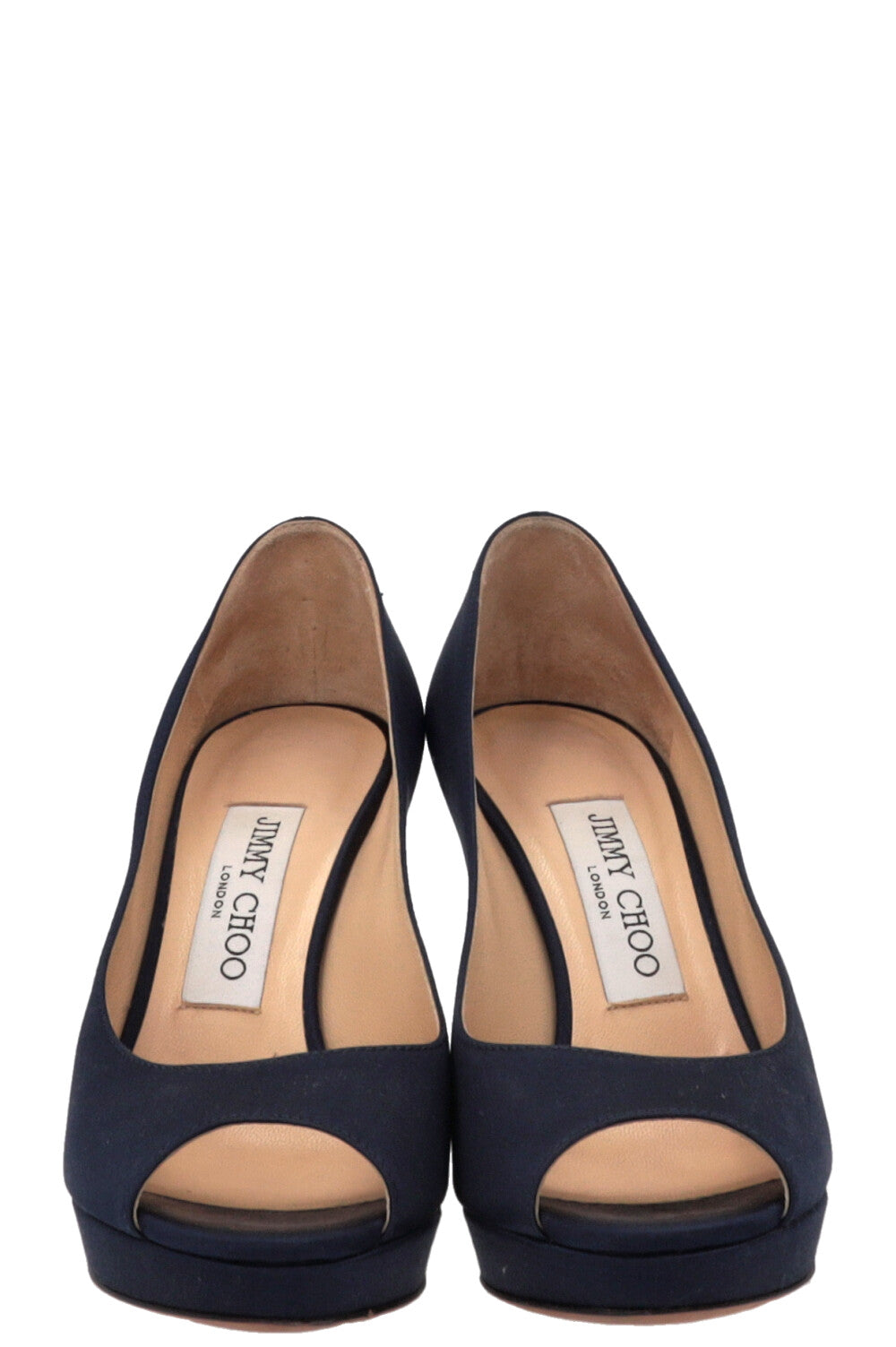 JIMMY CHOO Luna Peep-toe Pumps Satin Blue