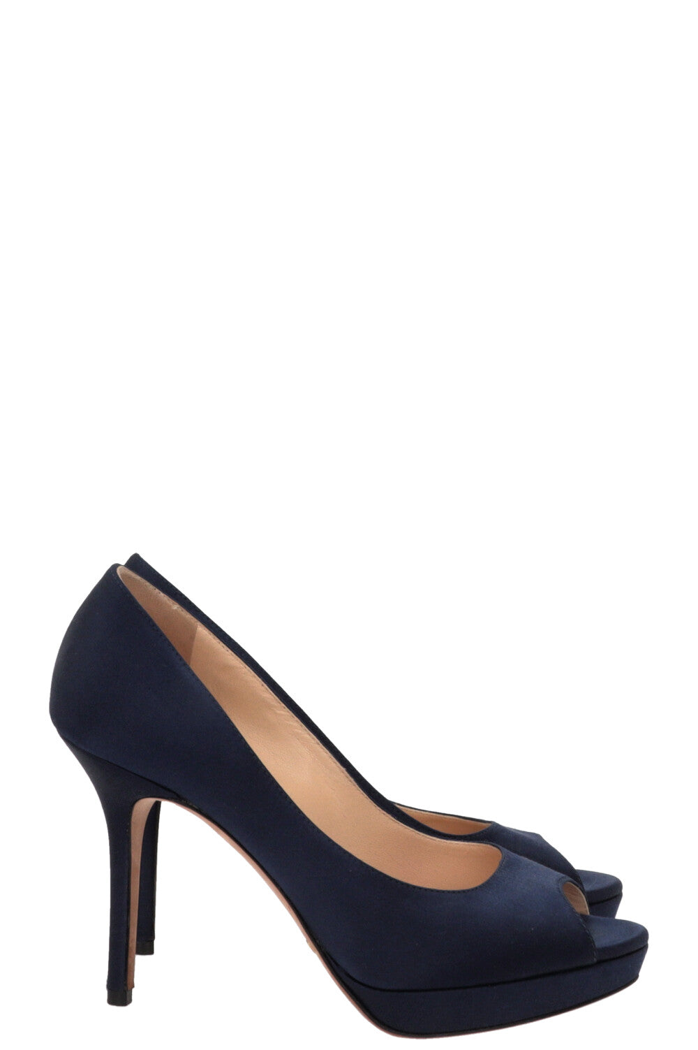 JIMMY CHOO Luna Peep-toe Pumps Satin Blue