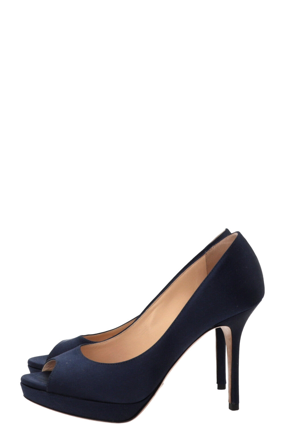 JIMMY CHOO Luna Peep-toe Pumps Satin Blue