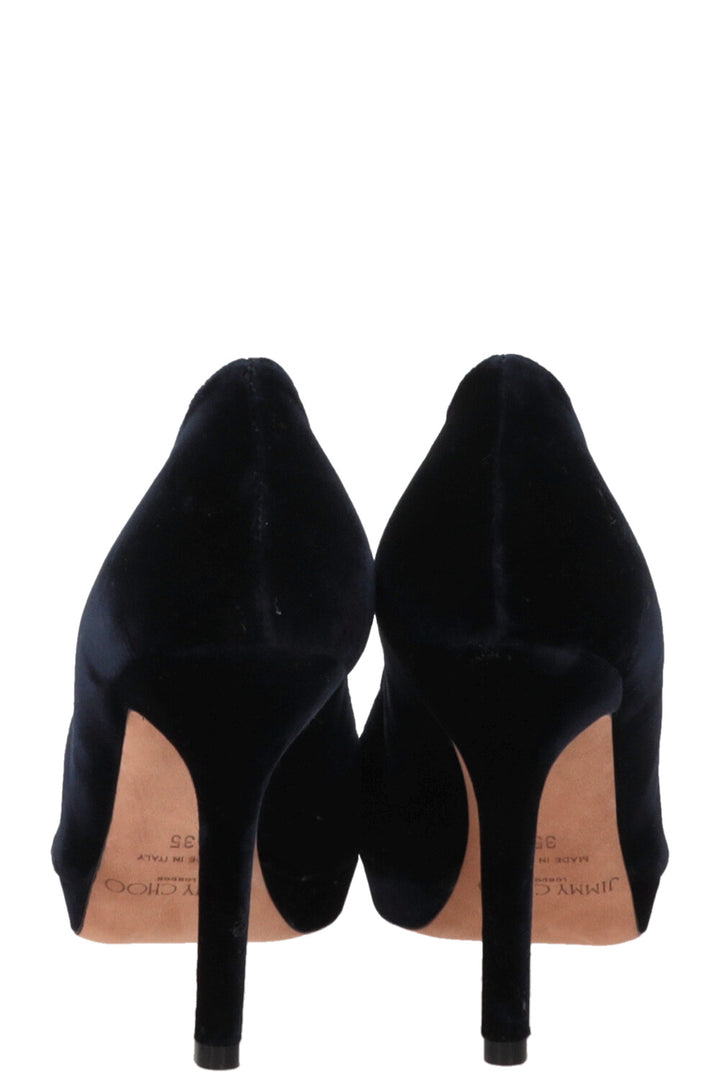 JIMMY CHOO Luna Peep-toe Pumps Velvet Blue