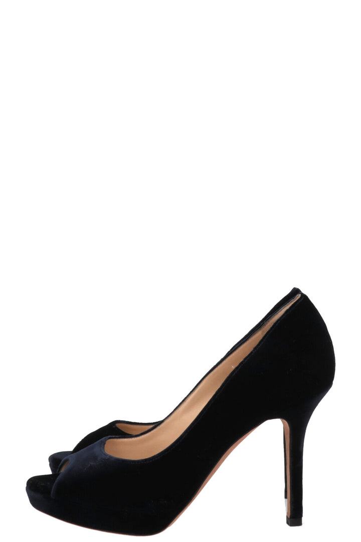 JIMMY CHOO Luna Peep-toe Pumps Velvet Blue