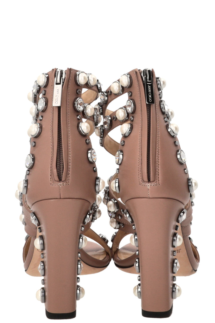 JIMMY CHOO Moore Studded Heels Leather Nude