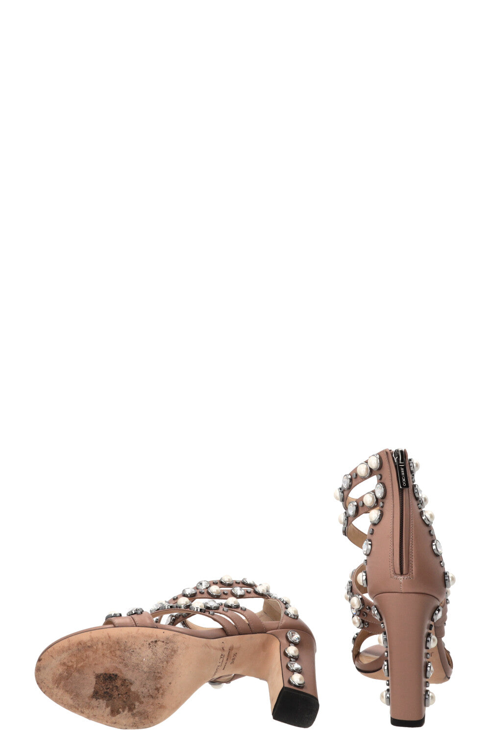 JIMMY CHOO Moore Studded Heels Leather Nude