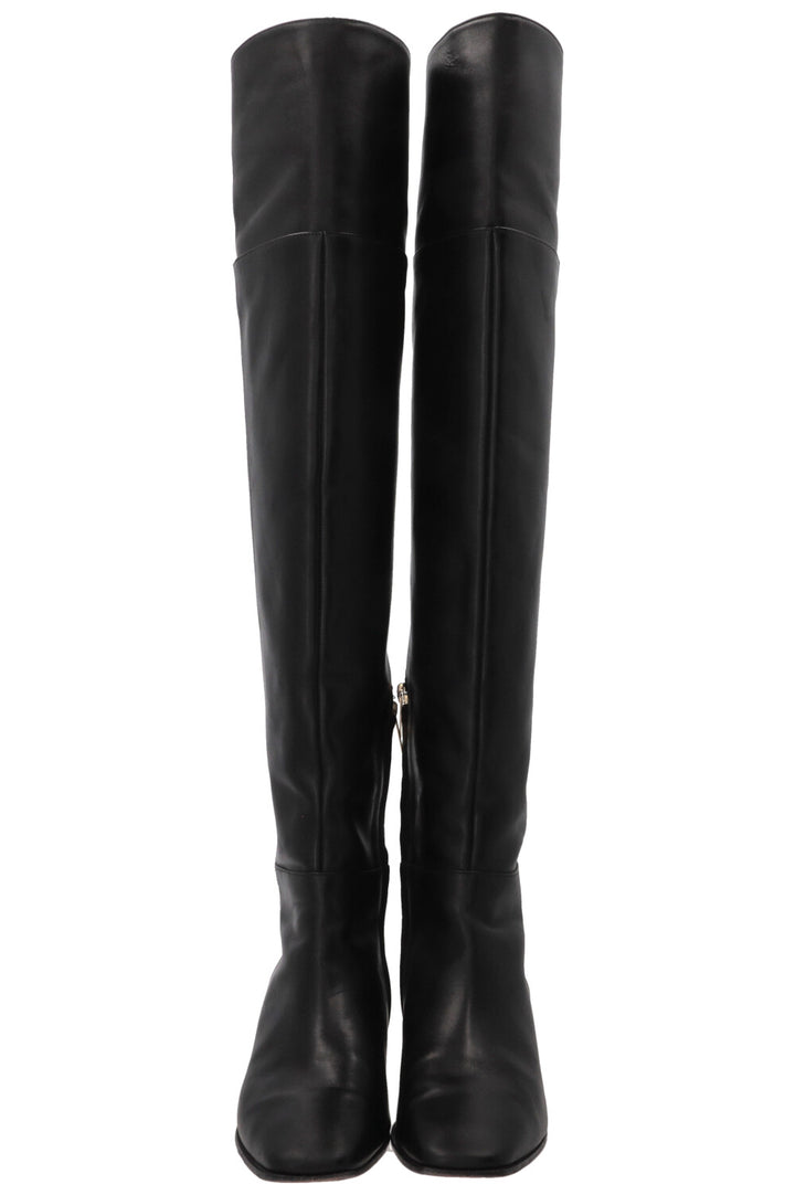 JIMMY CHOO Overknee Boots Leather Black