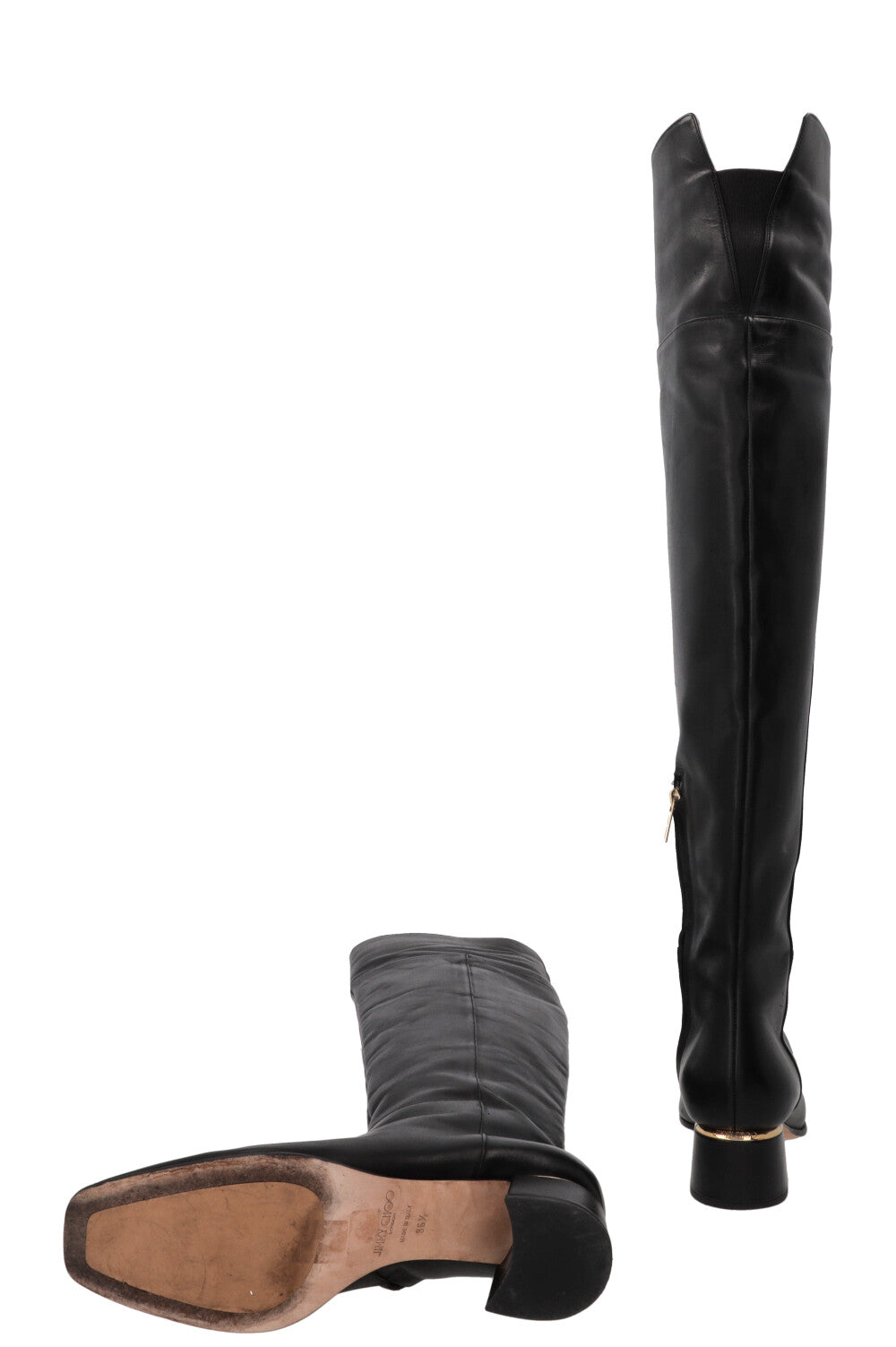 JIMMY CHOO Overknee Boots Leather Black