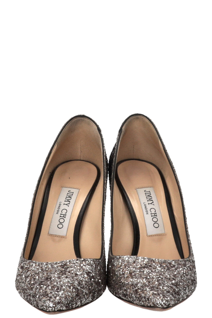 JIMMY CHOO Romy Glitter Pumps Silver