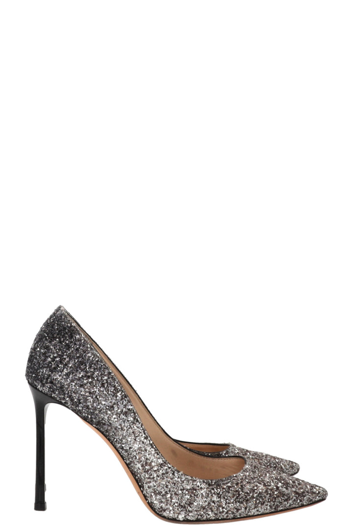 JIMMY CHOO Romy Glitter Pumps Silver