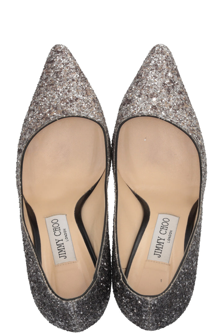 JIMMY CHOO Romy Glitter Pumps Silver