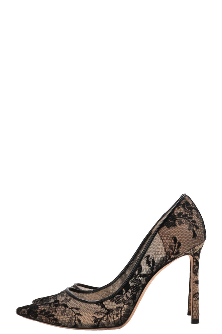 JIMMY CHOO Escarpins Romy 100 dentelle noire
