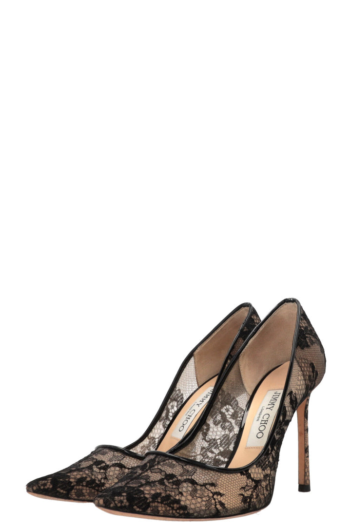 JIMMY CHOO Escarpins Romy 100 dentelle noire