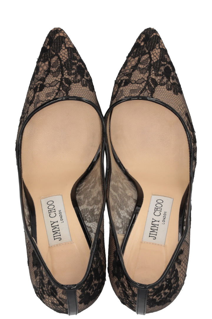 JIMMY CHOO Escarpins Romy 100 dentelle noire