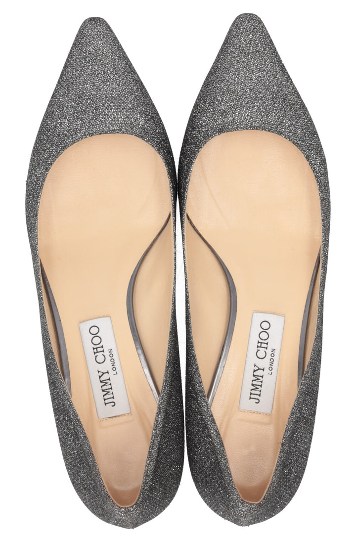 JIMMY CHOO Romy Pumps 40 Glitter Silver