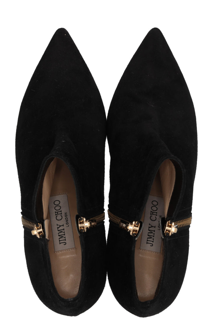 JIMMY CHOO Two-Zip Ankle Boots Suede Black