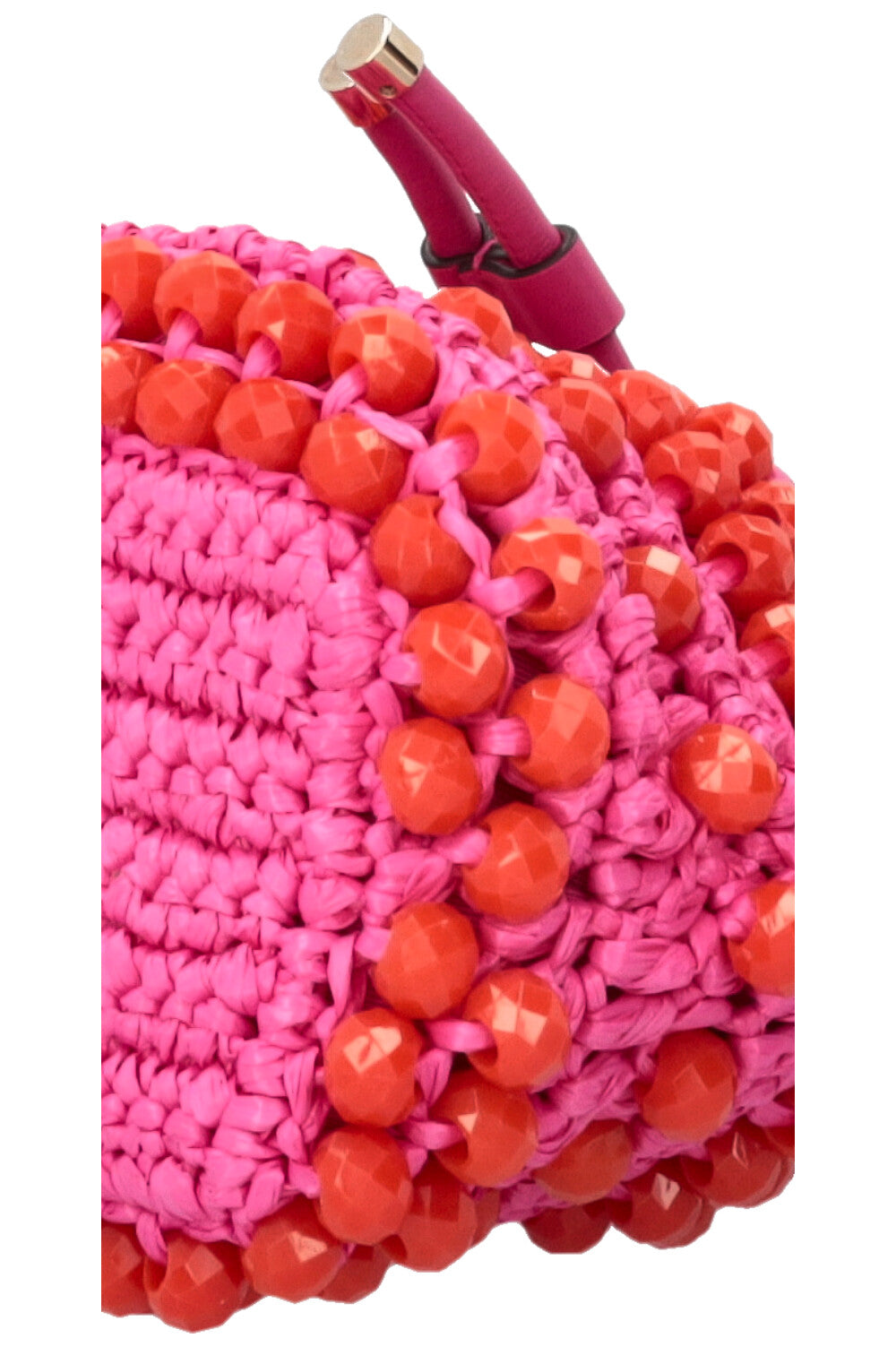JIMMY CHOO Bon Bon Bucket Bag Raffia Pink