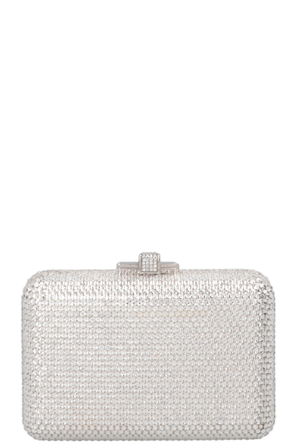 JUDITH LEIBER Slim Side Clutch Crystal Silver