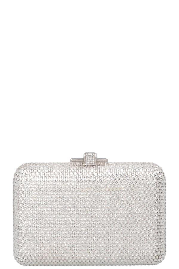 JUDITH LEIBER Pochette slim latérale en cristal argenté