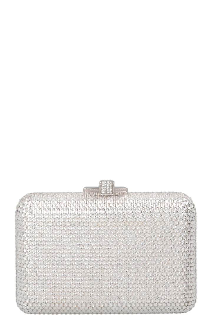 JUDITH LEIBER Slim Side Clutch Crystal Silver