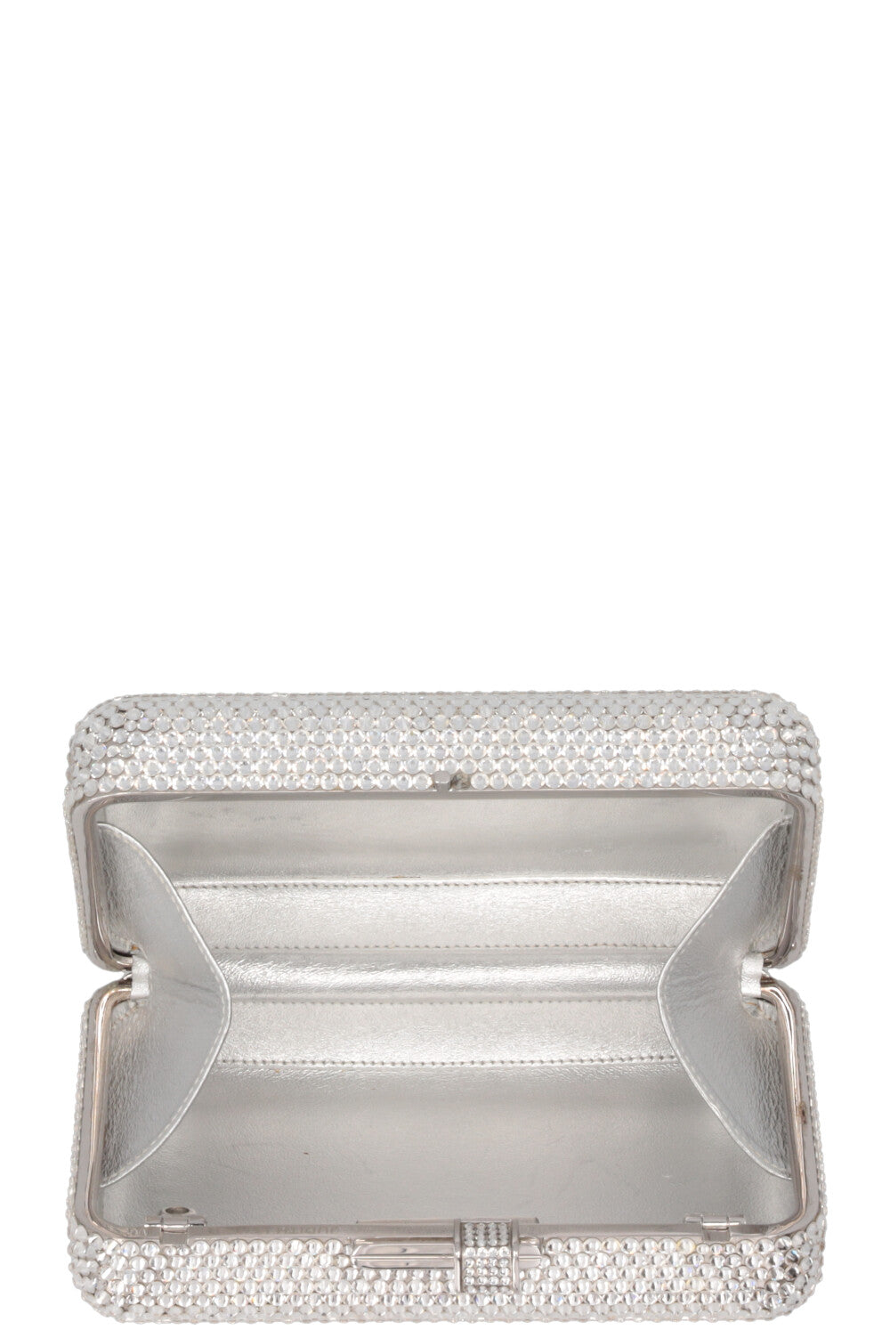 JUDITH LEIBER Slim Side Clutch Crystal Silver
