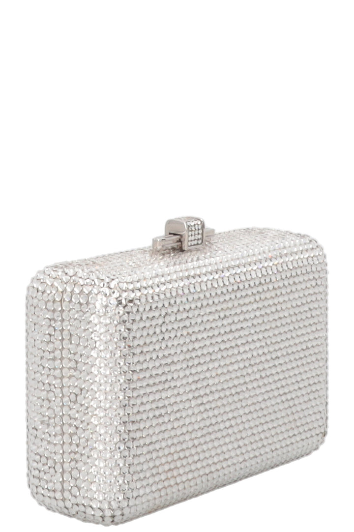JUDITH LEIBER Slim Side Clutch Crystal Silver
