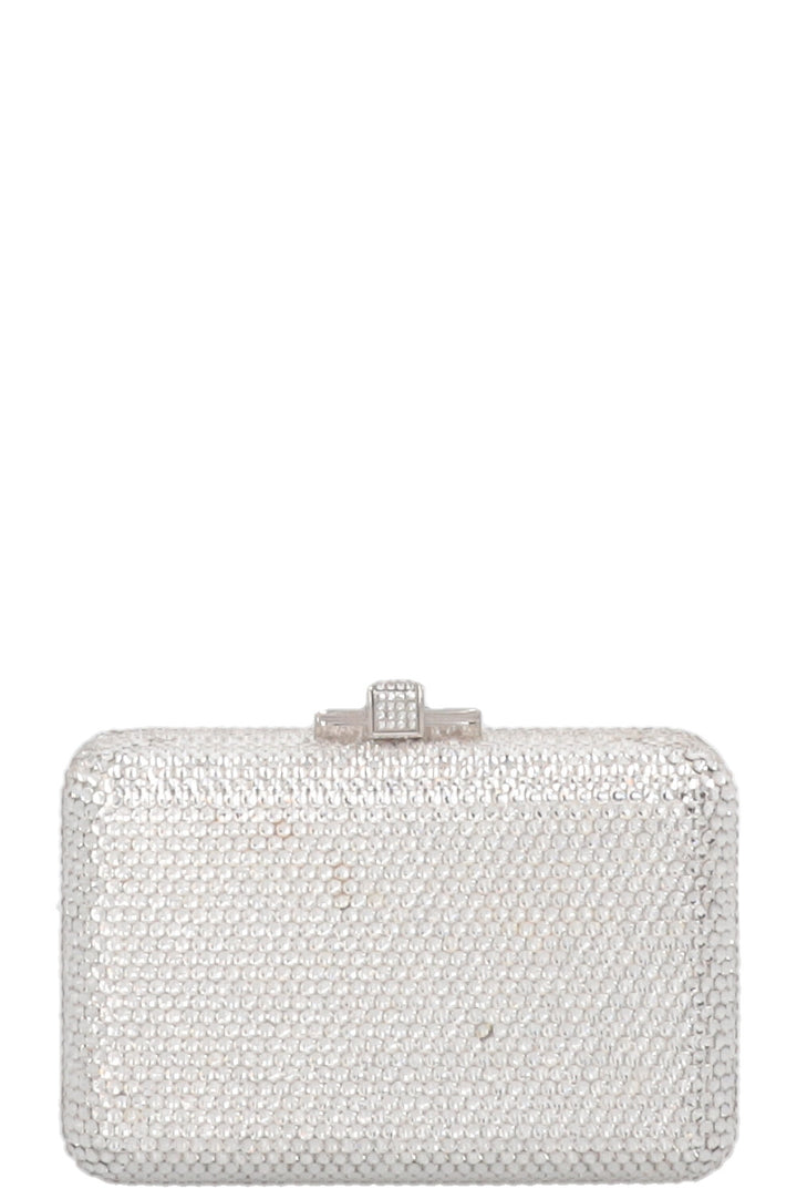 JUDITH LEIBER Slim Side Clutch Crystal Silver