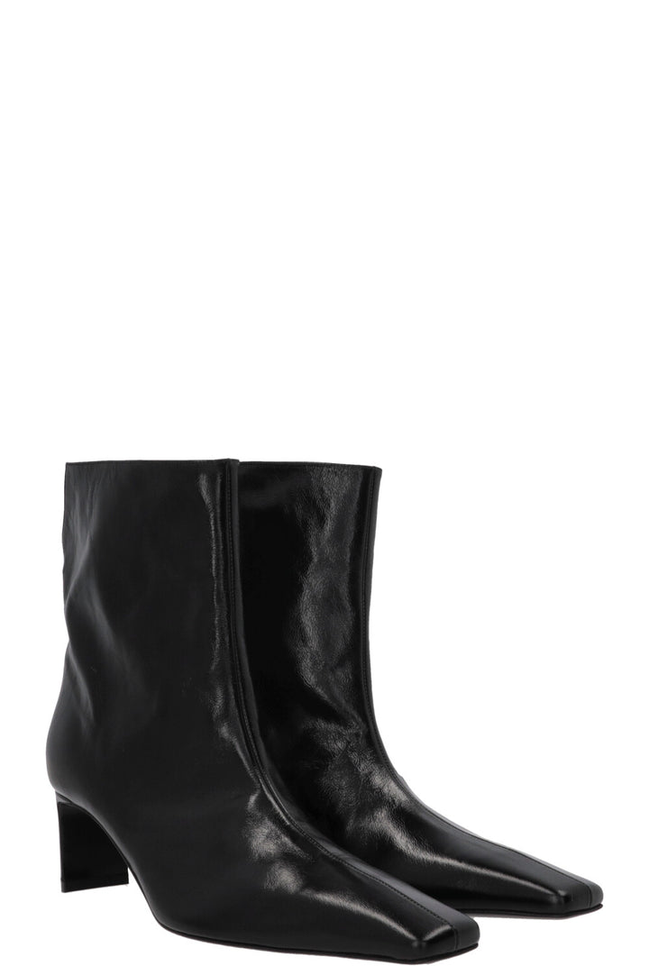 KHAITE Ona Ankle Boots Crinkled Patent Black