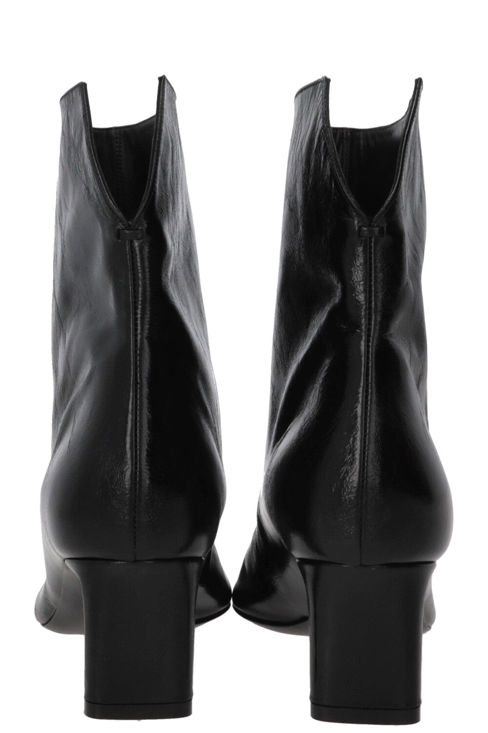 KHAITE Ona Ankle Boots Crinkled Patent Black