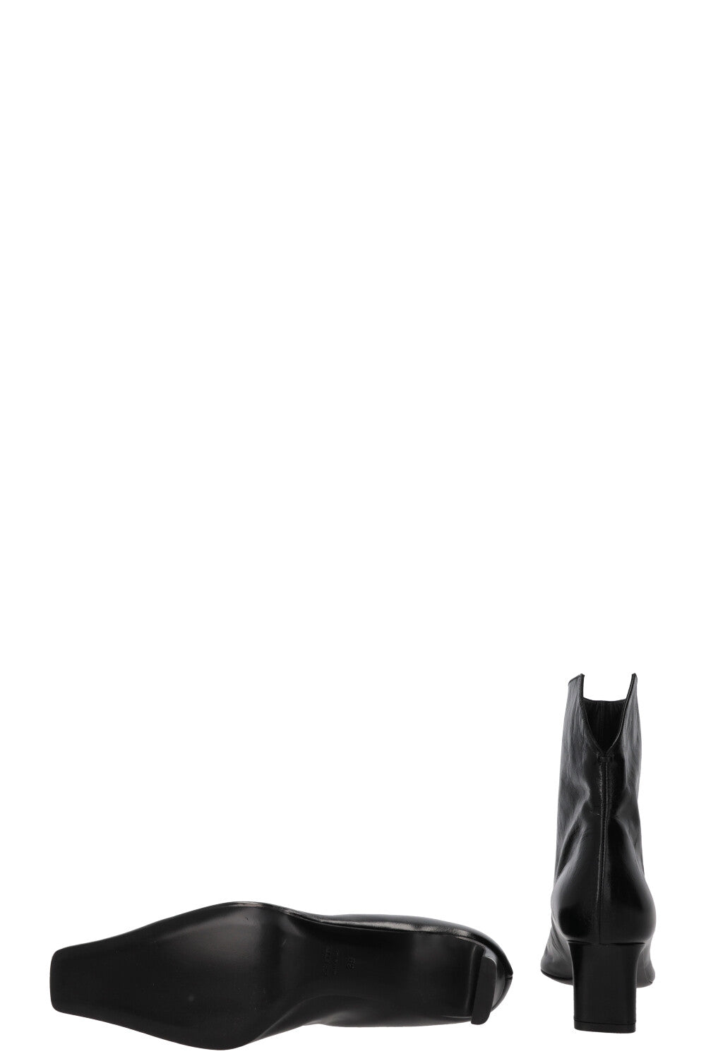 KHAITE Ona Ankle Boots Crinkled Patent Black