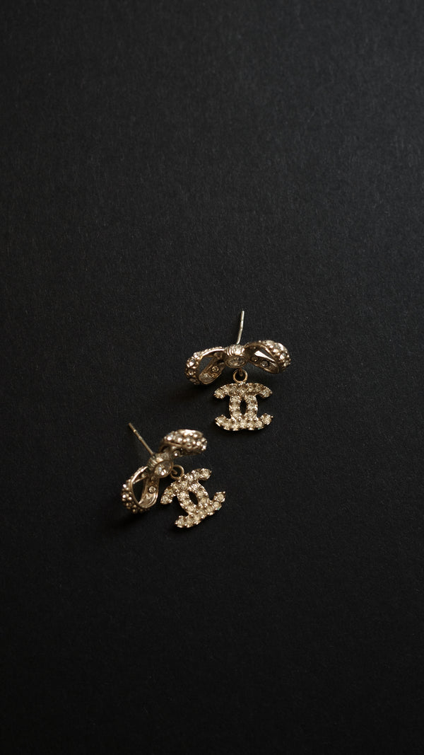 CHANEL 2019 Bow Earrings Champagne