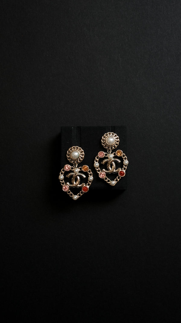 CHANEL 2021 Heart Earrings Champagne