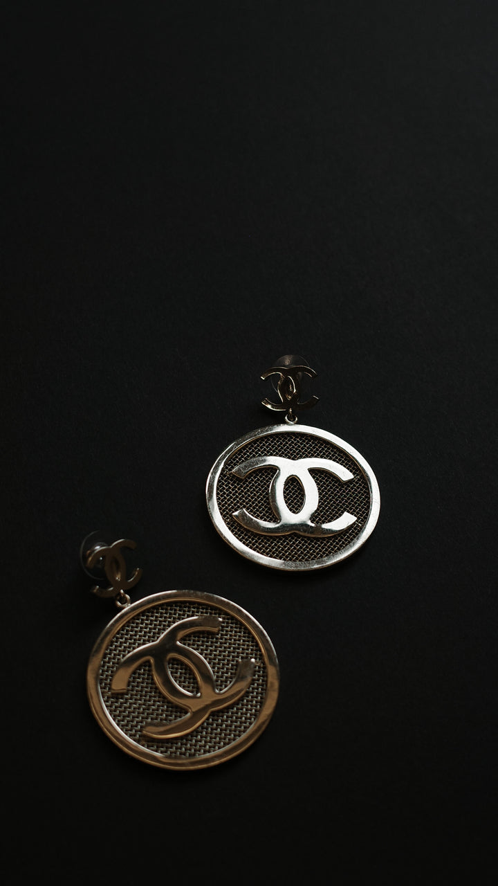 CHANEL 2017 CC Round Earrings Champagne
