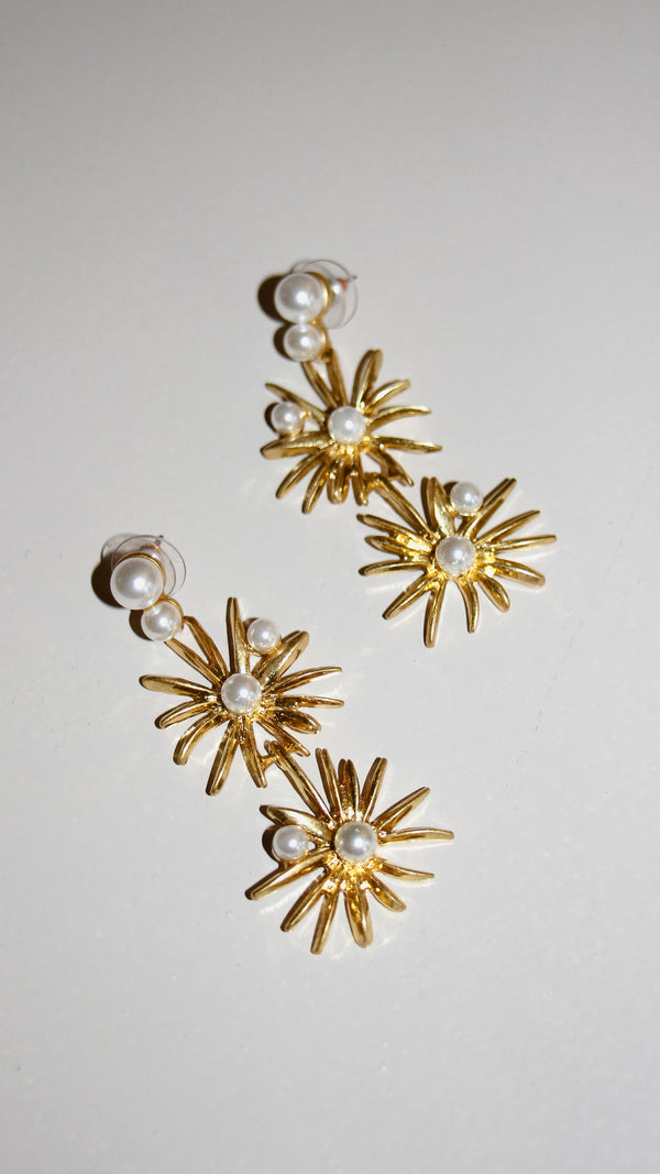 OSCAR DE LA RENTA Drop Earrings Gold Pearl