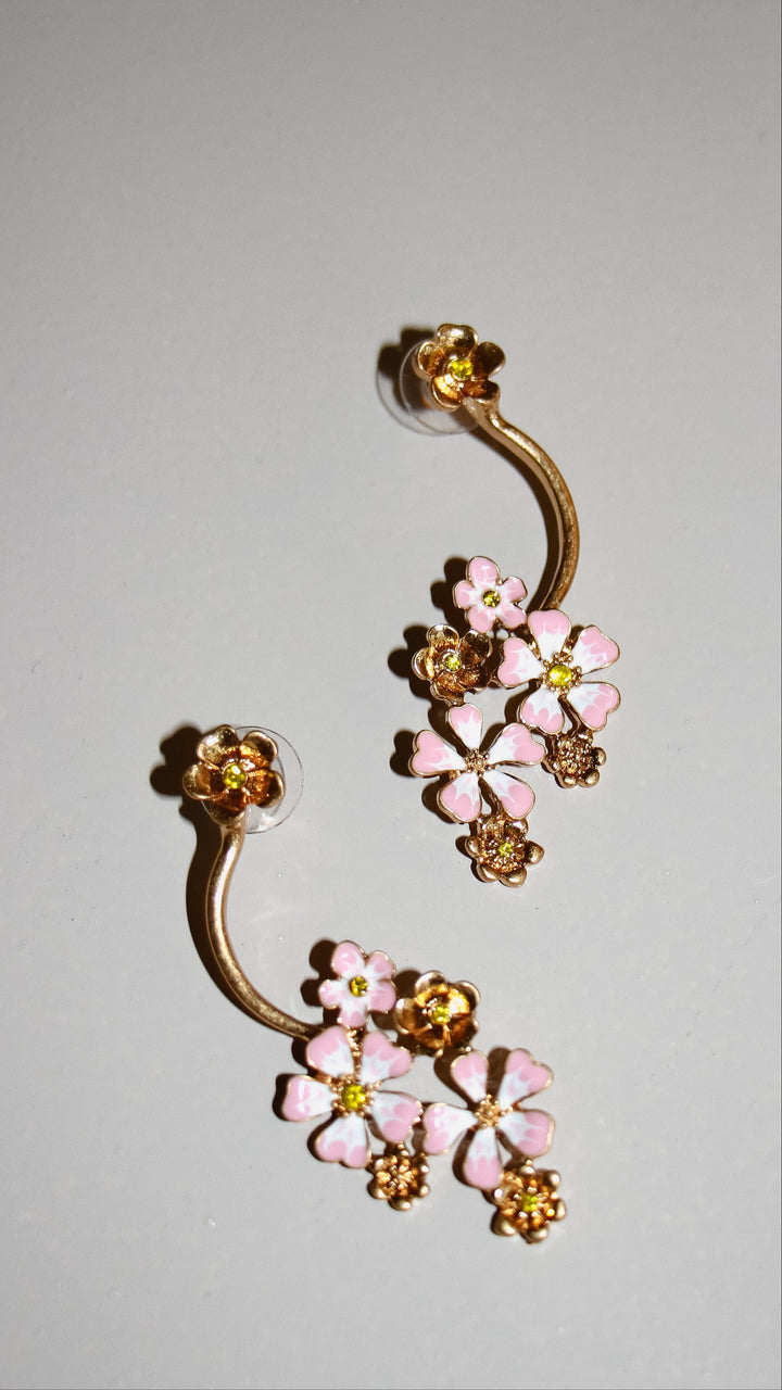OSCAR DE LA RENTA Earrings Floral Pink Gold