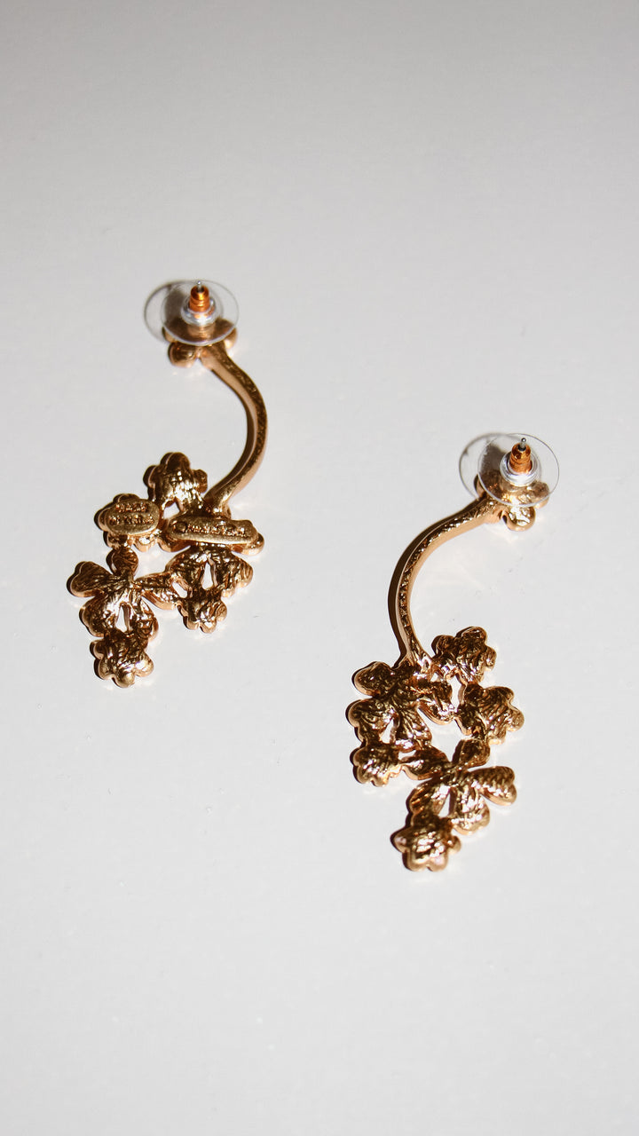 OSCAR DE LA RENTA Earrings Floral Pink Gold